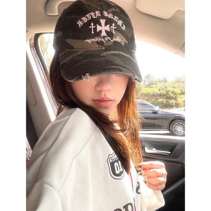 Baseball Embroidered Camouflage Cap Cross