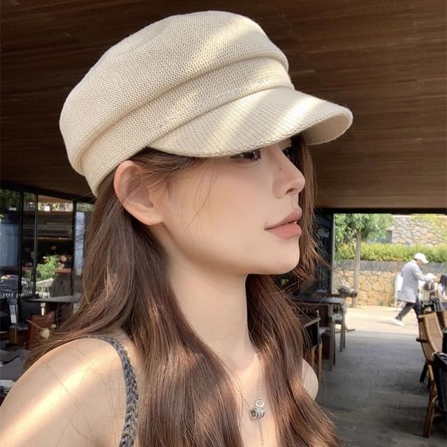 Newsboy Cap Plain Knit