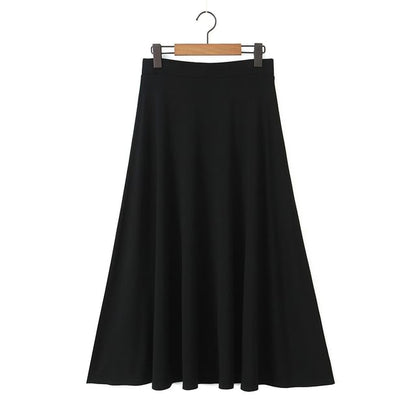 Plus Size Off-Shoulder Sleeveless Asymmetric Tee with High-Rise Wide Leg Pants and Flared Maxi Skirt