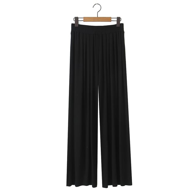 Plus Size Off-Shoulder Sleeveless Asymmetric Tee with High-Rise Wide Leg Pants and Flared Maxi Skirt