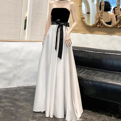 Bow A-Line Two Gown Tone Strapless Evening