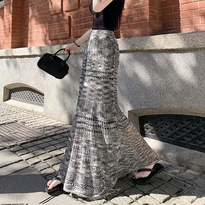 Elevated Waist Blended Fabric Mermaid Tail Skirt