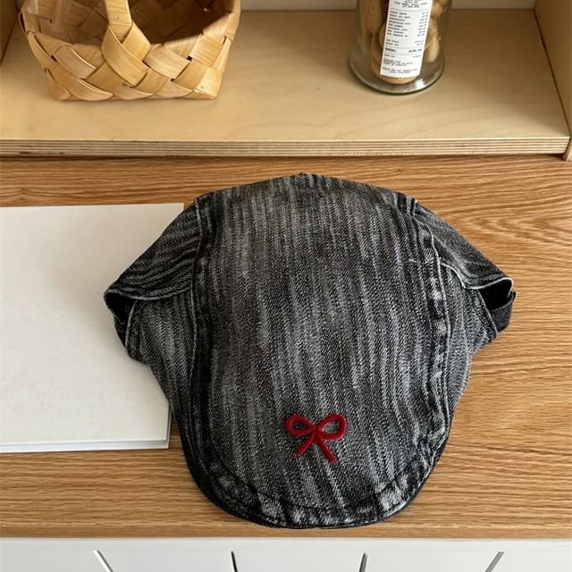 Ribbon Newsboy Denim Cap