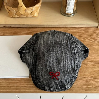 Ribbon Newsboy Denim Cap