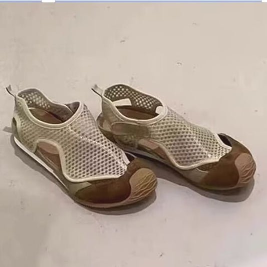 Fishnet Panel Cutout Slip-Ons