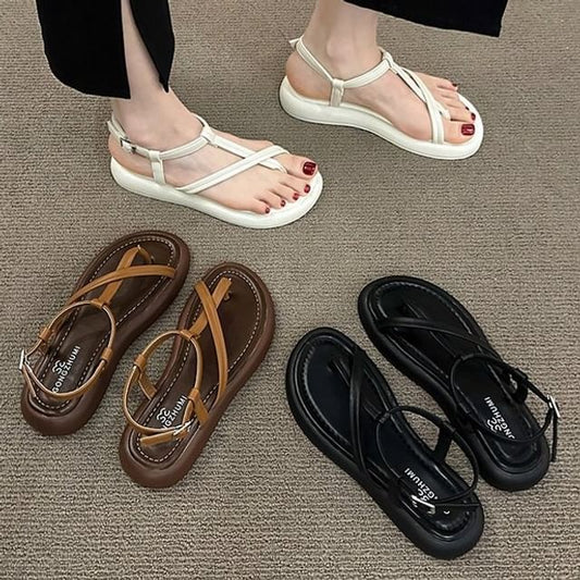 Faux Platform Sandals Leather