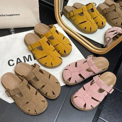 Faux Woven Suede Mules Platform