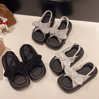 Slingback Sandals Bow Platform Rhinestone