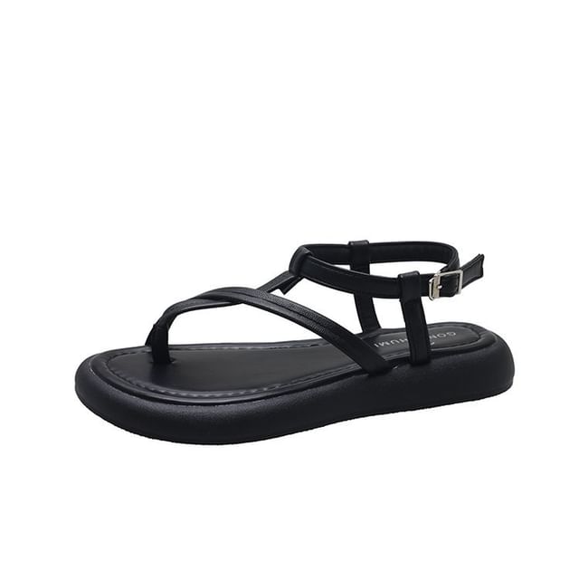 Faux Platform Sandals Leather