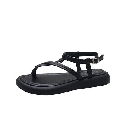 Faux Platform Sandals Leather