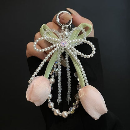 Pearl Phone Pad Faux Lanyard with