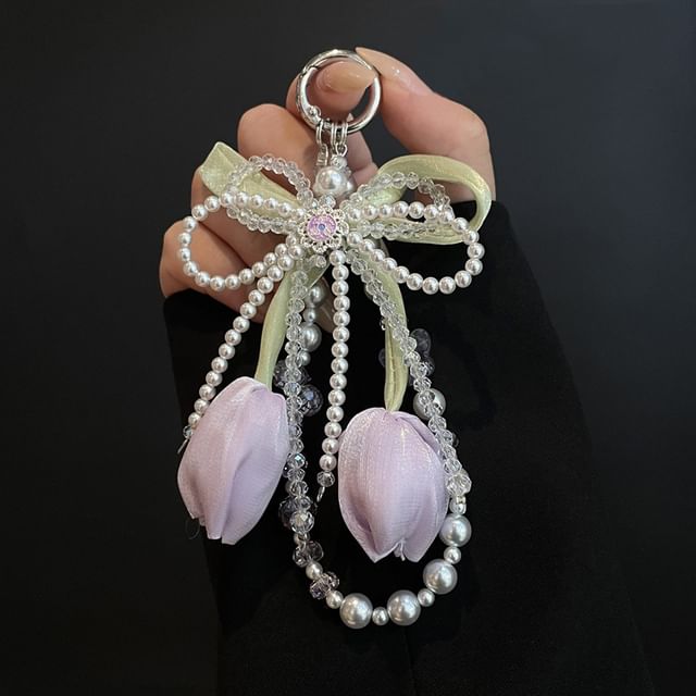 Pearl Phone Pad Faux Lanyard with