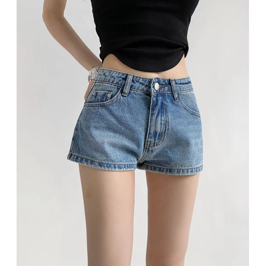Mid Rise Denim Shorts