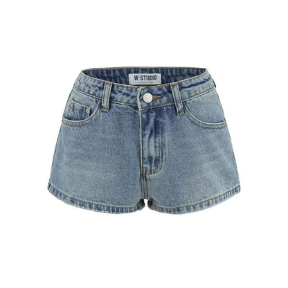 Mid Rise Denim Shorts