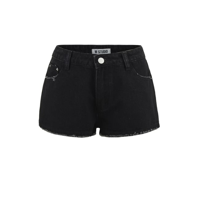 Mid Rise Denim Shorts