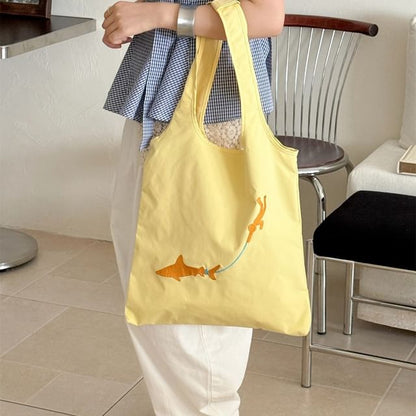 Nylon Embroidered Tote Bag