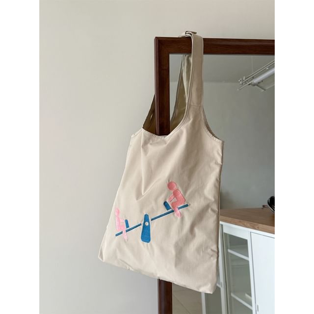 Nylon Embroidered Tote Bag
