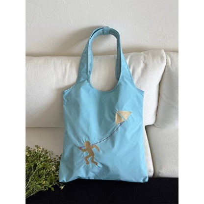 Nylon Embroidered Tote Bag