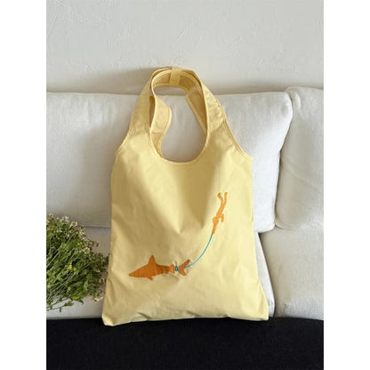 Nylon Embroidered Tote Bag