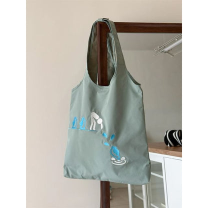 Nylon Embroidered Tote Bag