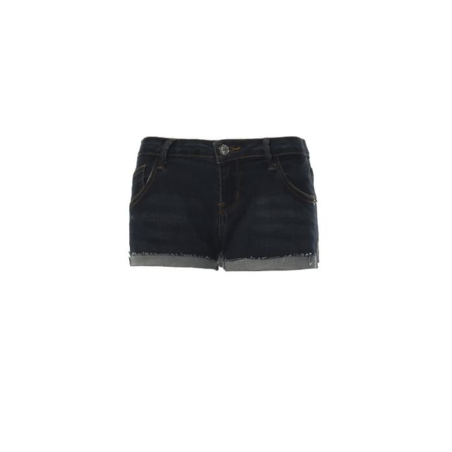 Low Rise Washed Frayed Denim Hot Pants