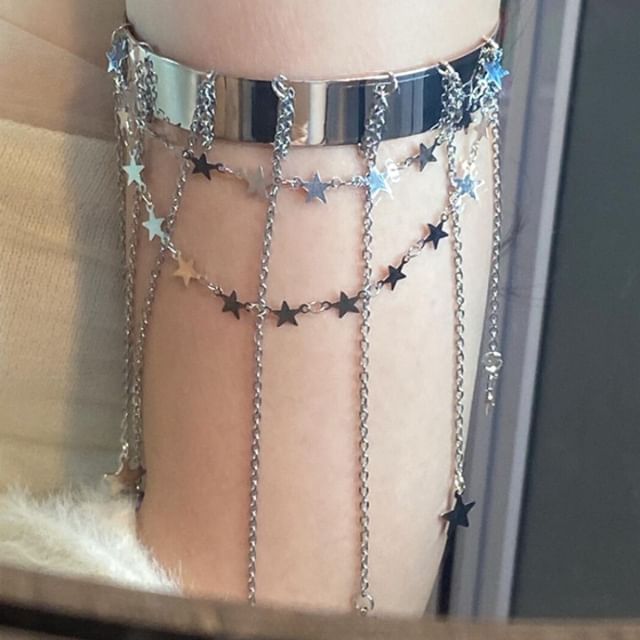 Chain Fringed Open Star Bangle