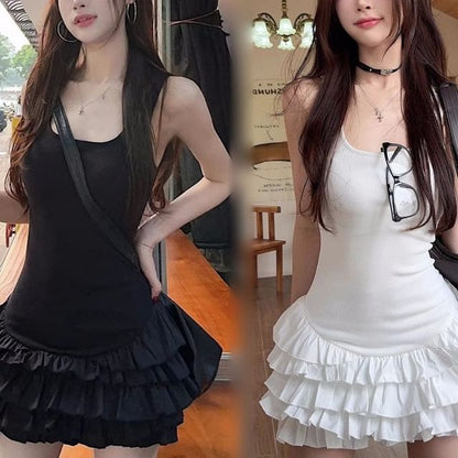 Plain Dress Mini Tiered Sleeveless