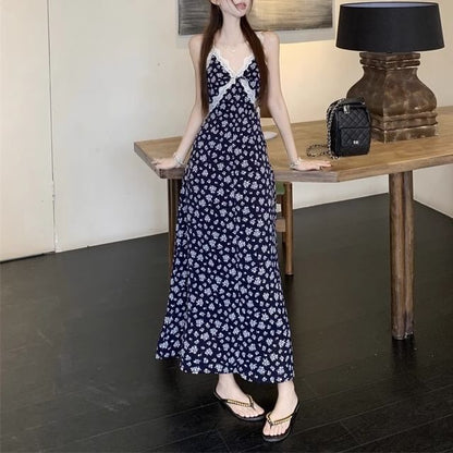 V-Neck Floral / Dress Sleeveless A-Line Cardigan Maxi Print