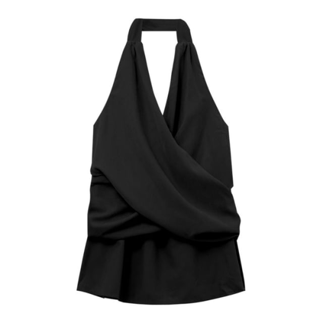 Halter Wrap Top with V-Neck, Plain