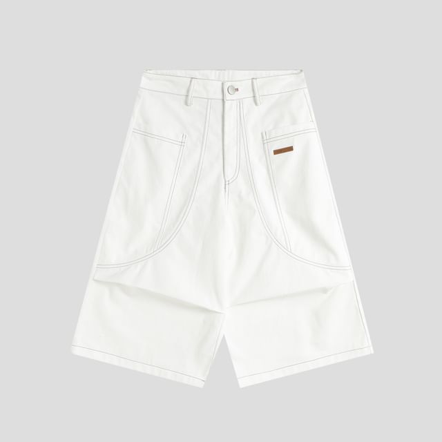 Unisex Stitched Wide-Leg Denim Jorts