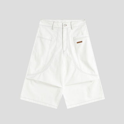 Unisex Stitched Wide-Leg Denim Jorts