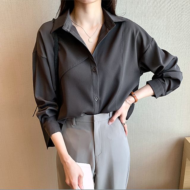 Plain Long-Sleeved Classic Shirt