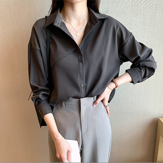 Plain Long-Sleeved Classic Shirt