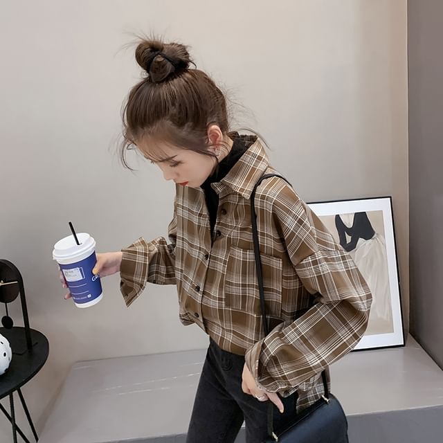 Plaid Long-Sleeved Button Shirt