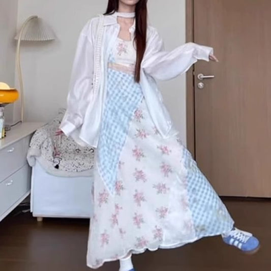 Lace-Paneled Long-Sleeved Shirt