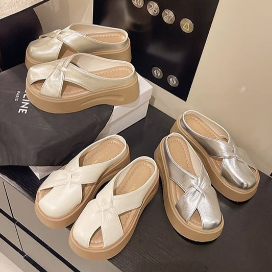 Platform Plain Cross Mules