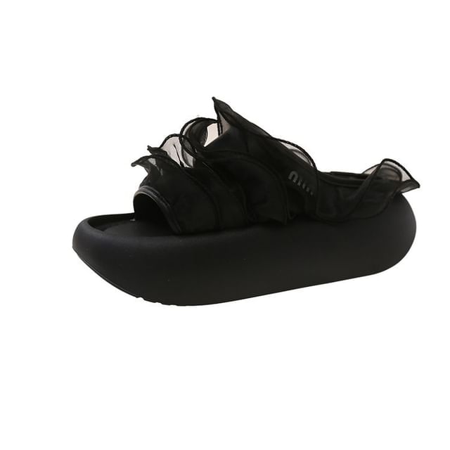 Slide Platform Trim Sandals Ruffle