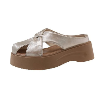 Platform Plain Cross Mules