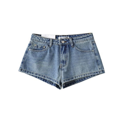 Low Rise Denim Hot Pants