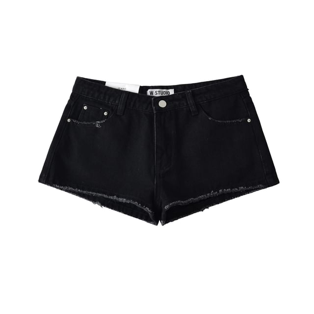 Low Rise Denim Hot Pants