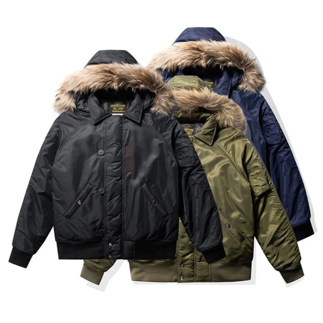 Detachable Faux Fur-Trim Hooded Parka
