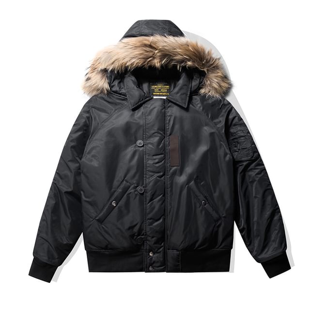Detachable Faux Fur-Trim Hooded Parka
