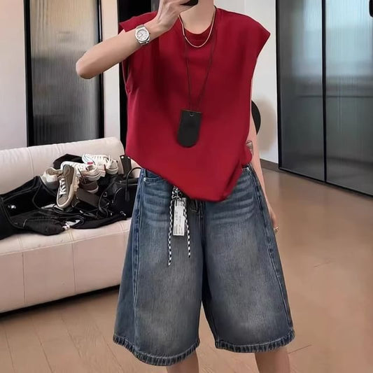 High Waist Washed Jorts