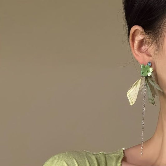 Butterfly Fringed Flower Earring Drop
