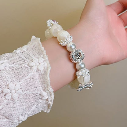 Faux Bracelet Beaded Rhinestone Pearl