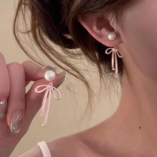 Ear Faux Pearl Bow Jacket