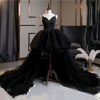 Gown Plain Tiered Wedding Spaghetti Strap