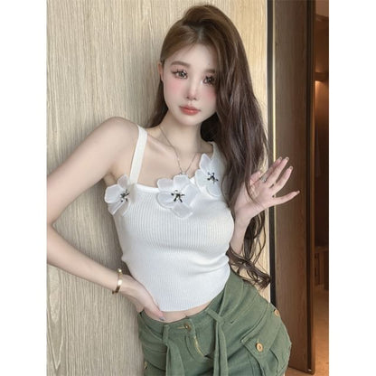 Crop Tank Asymmetrical Floral Top