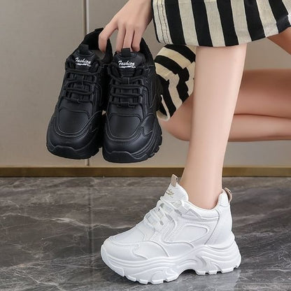 Panel Sneakers Platform Wedge Hidden