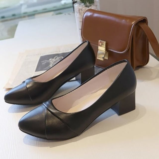 Heel Pointed Block Toe Pumps
